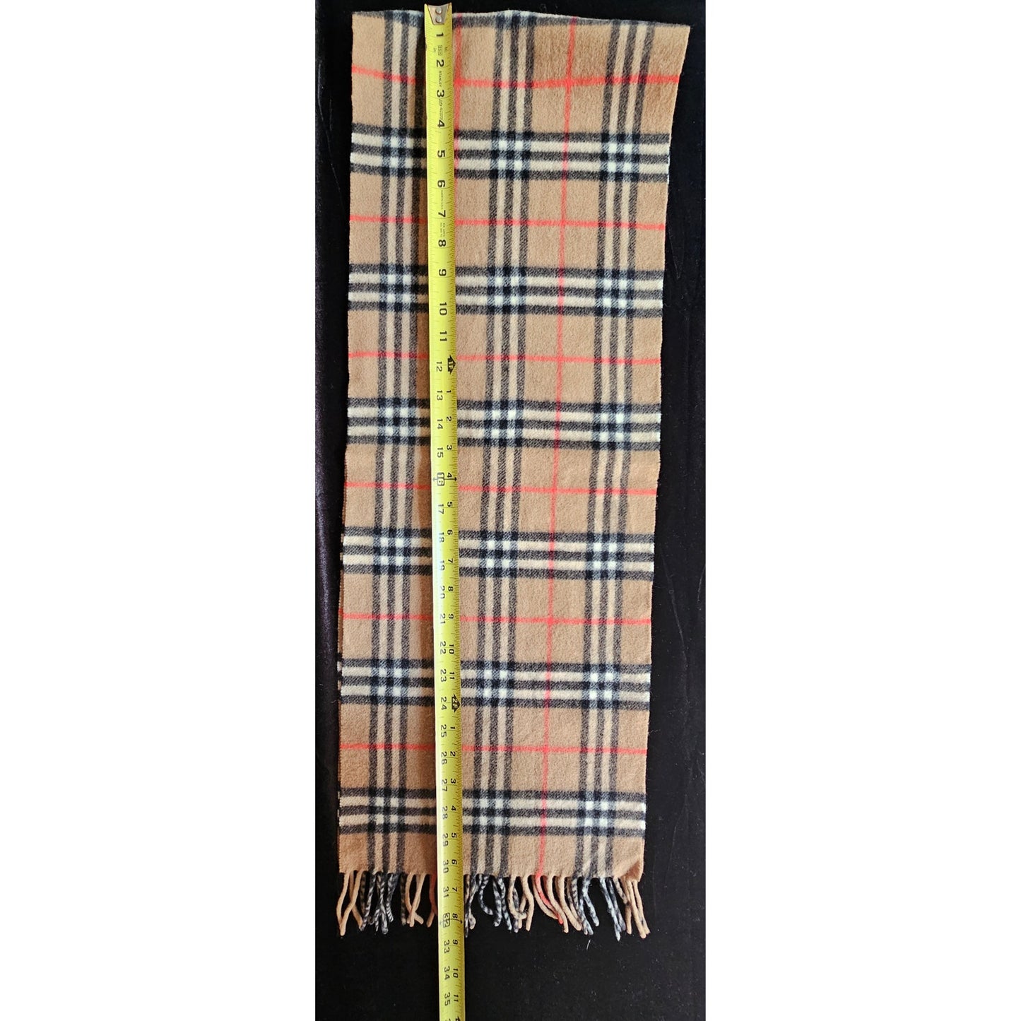 BURBERRYs of London 100% Cashmere Scarf Shawl Nova Check Beige Vintage Made in England