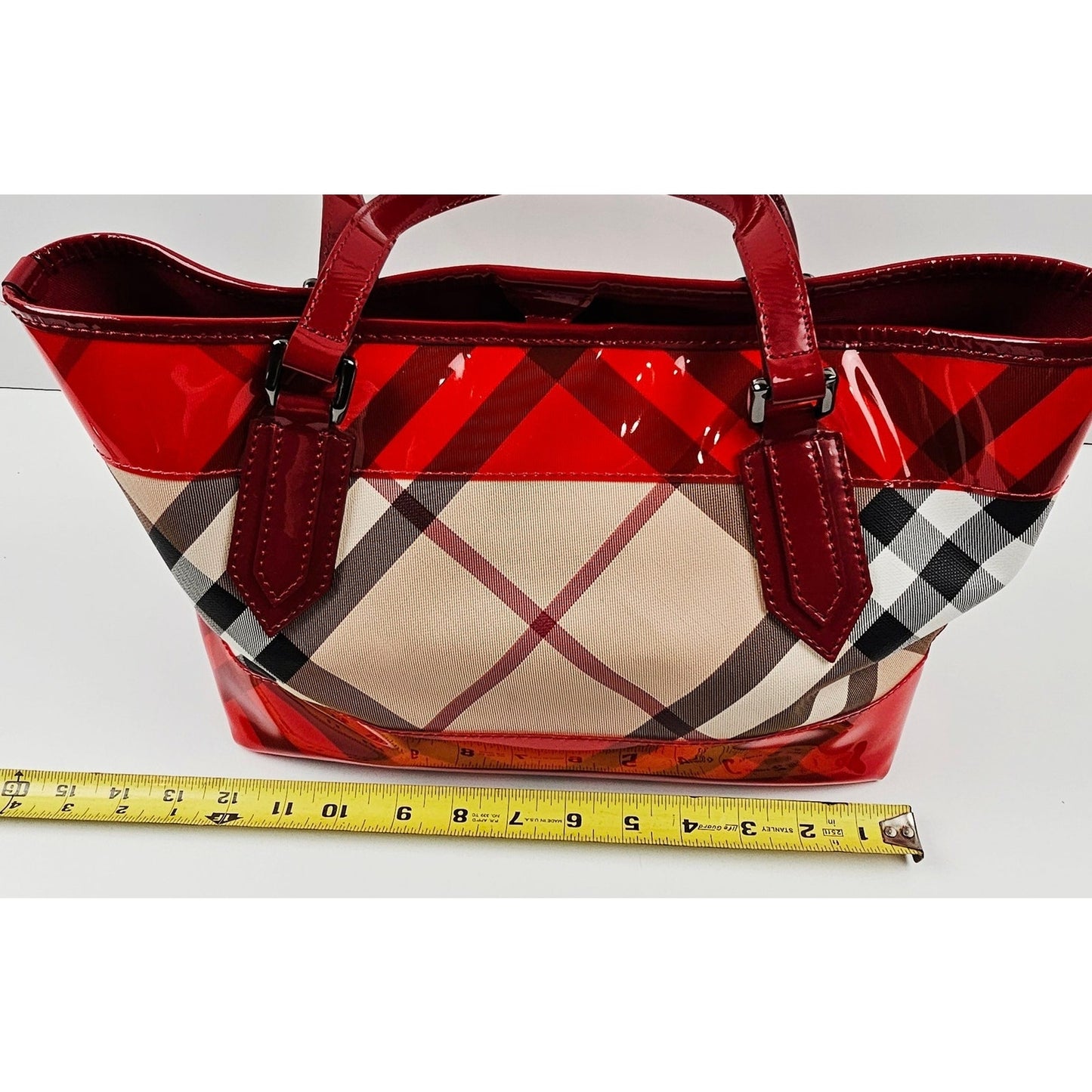 Burberry Red Nova Check Coated Canvas/Vinyl Tote