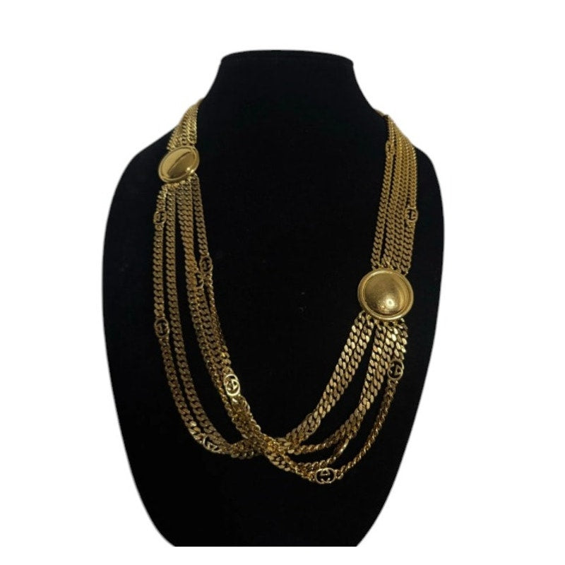 Gucci Vintage Multi Chain GG Gold Belt/Necklace Gold Plated
