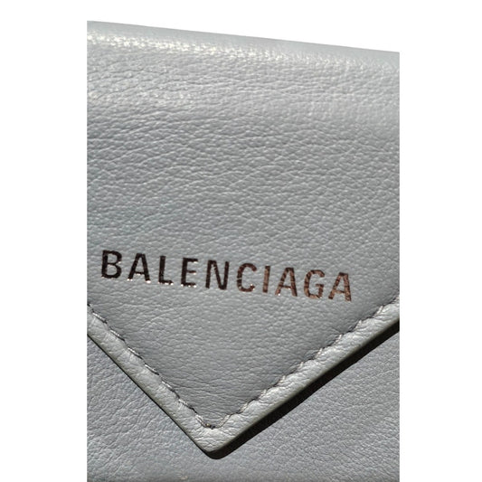 Balenciaga Papier Compact Wallet Blue Leather