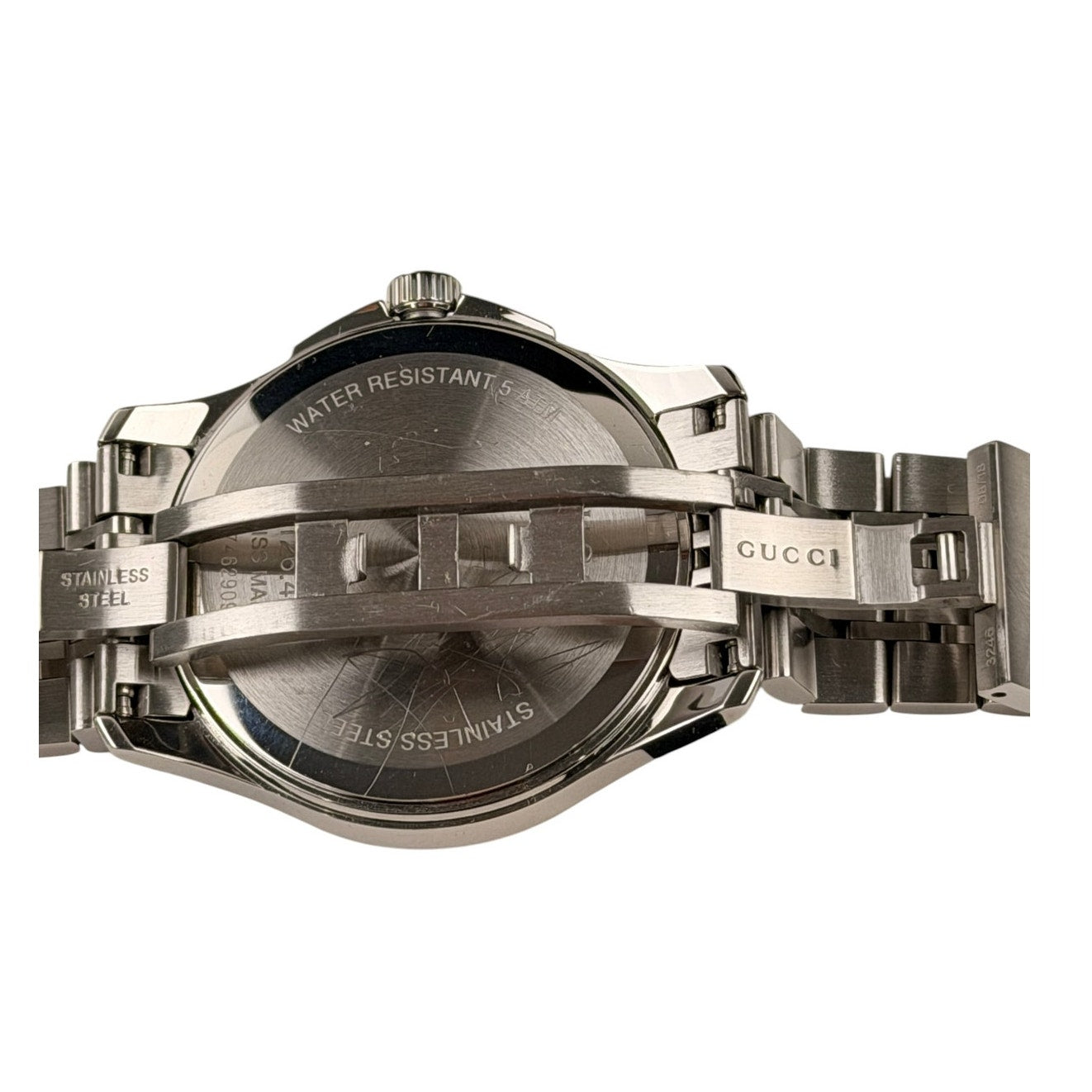 GUCCI G timeless 126.4 Date Gold Dial Silver Metal Band Men's watch Stainless Steel Water Resistant