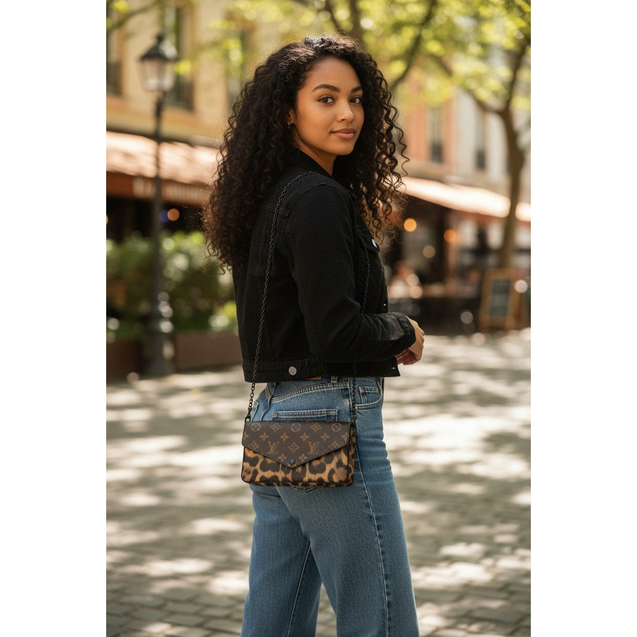 Louis Vuitton Felicie Pochette Monogram Canvas and Wild Animal Print