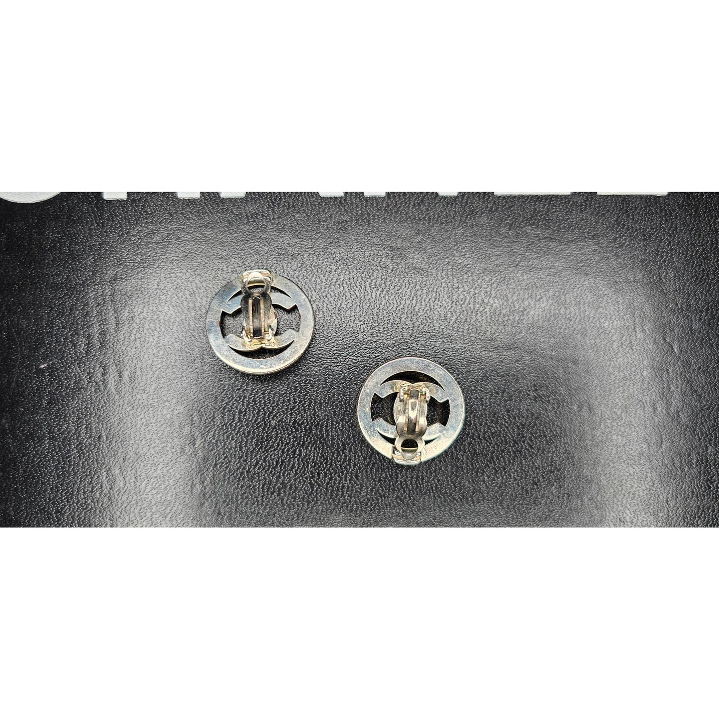 CHANEL CC Logos Turnlock Round Clip-On Earrings Silver Tone 97P