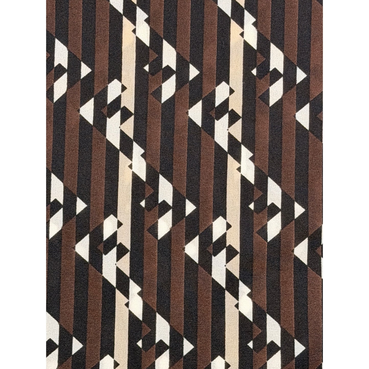 Fendi vintage 1990s T-shirt features a vertical Zucca FF logo pattern in brown, black, and white
