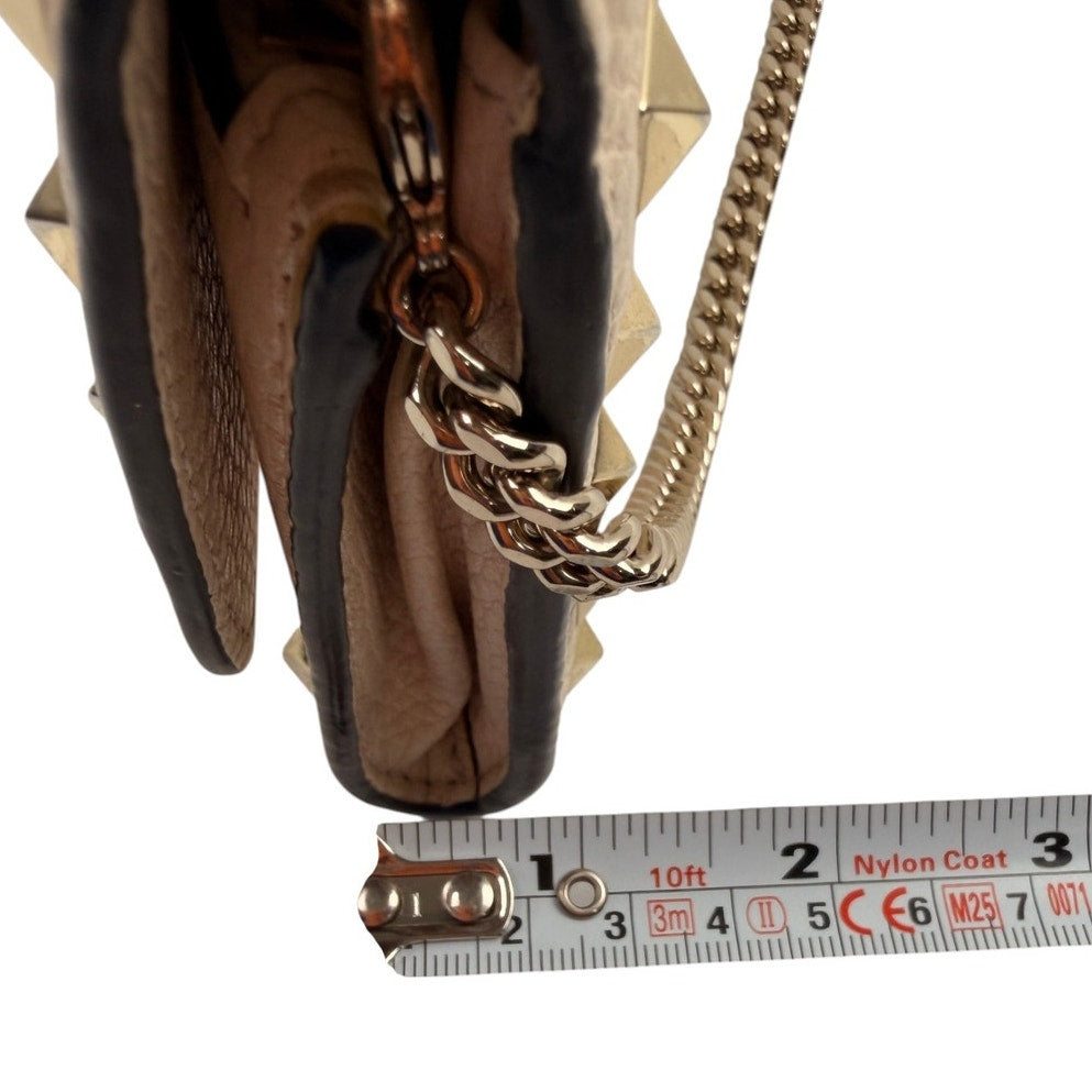 Valentino Garavani Rockstud  leather wallet on chain Ivory