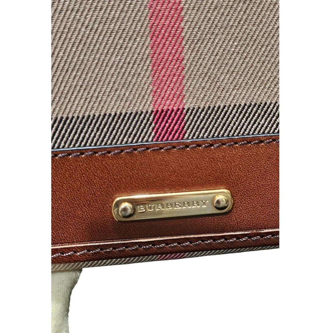 Burberry Brown/Beige House Check Fabric and Leather Leighton Continental Wallet