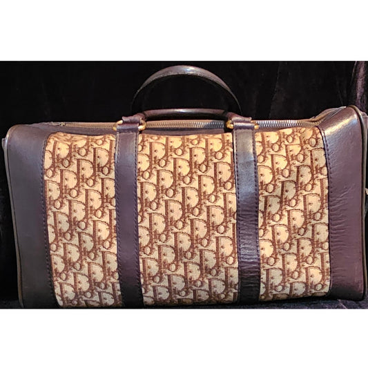 CHRISTIAN DIOR 1960s RARE Early Oblique Monogram Box Travel Bag
