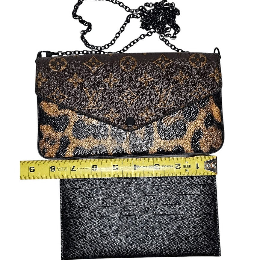 Louis Vuitton Felicie Pochette Monogram Canvas and Wild Animal Print