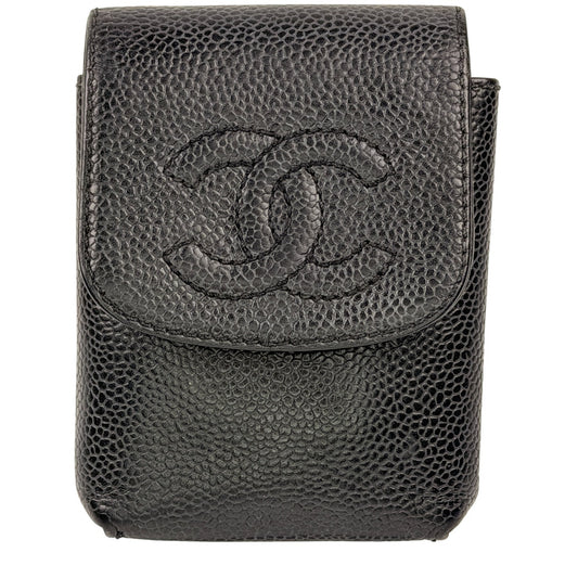 Chanel Black Caviar Leather CC Cigarette Case