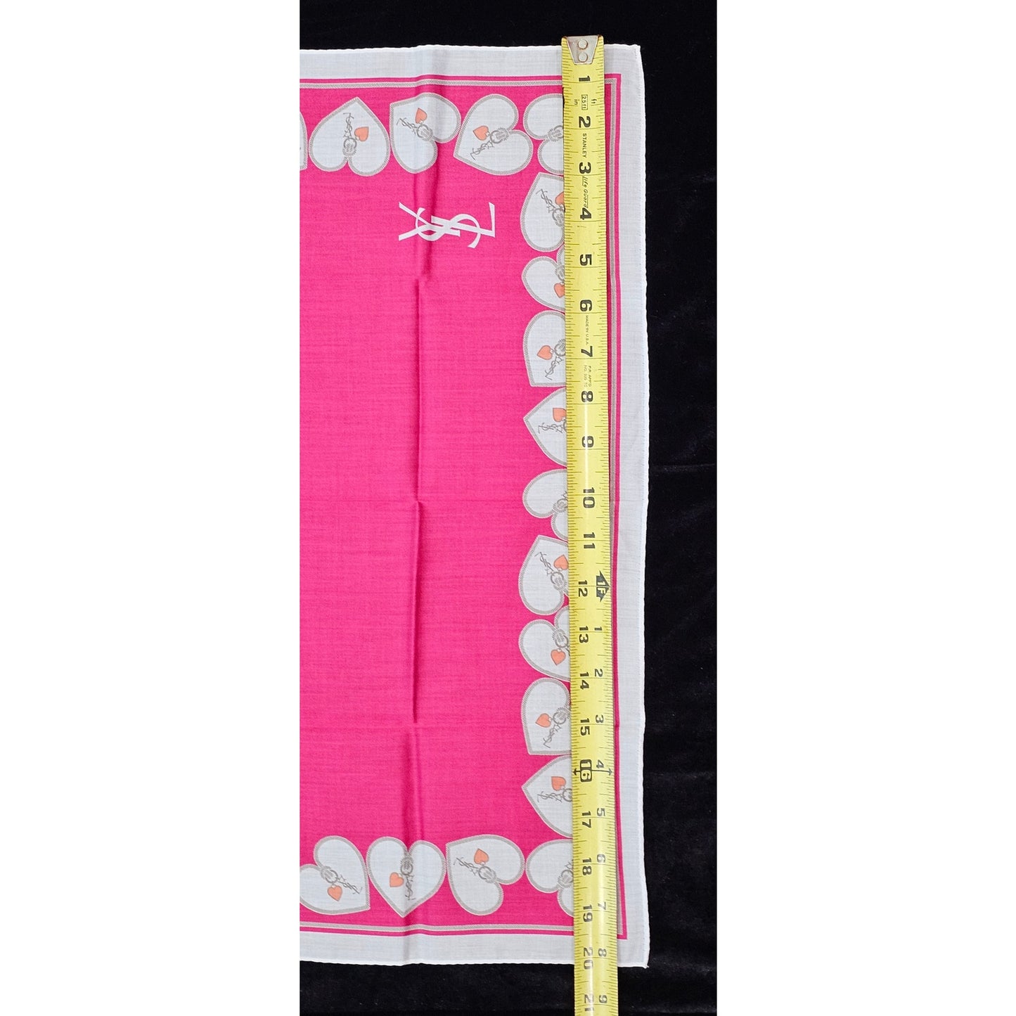 Yves Saint Laurent Silk Heart Design Handkerchief