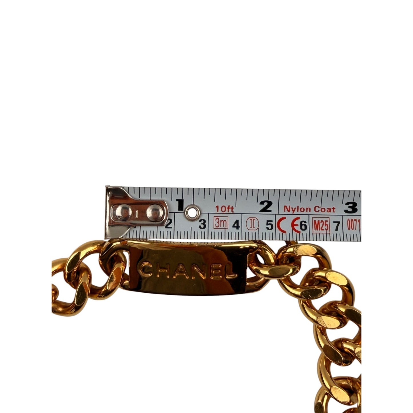 CHANEL Logo ID 24K Gold Plated Chain Belt Necklace Vintage