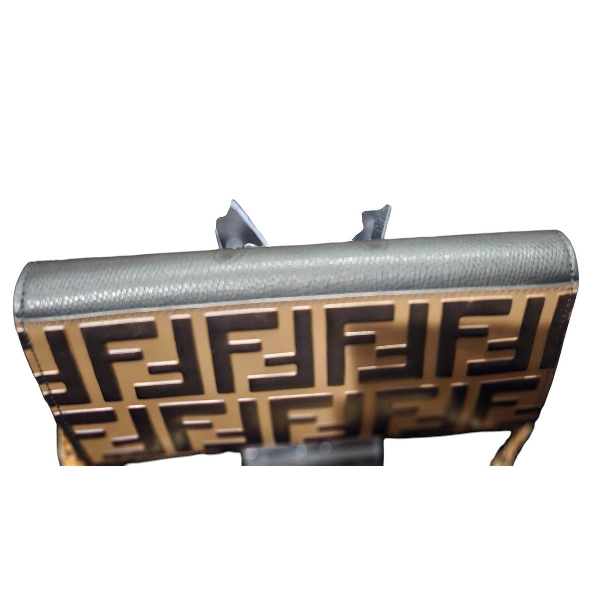 F is Fendi Continental Wallet on Chain Zucca Embossed Leather
