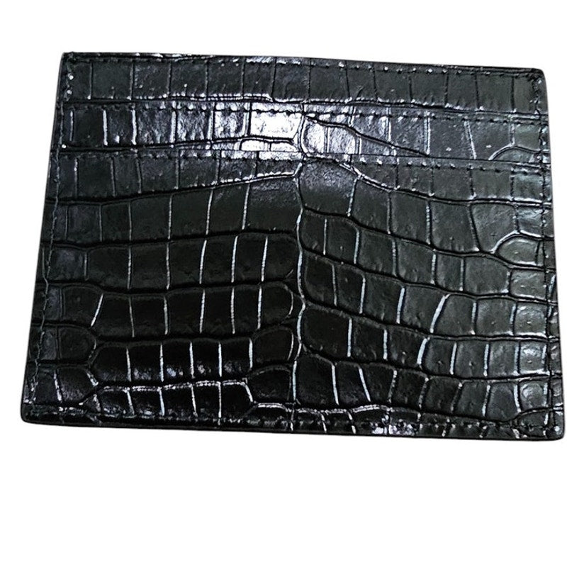 YSL CASSANDRE card case in crocodile-embossed shiny leather