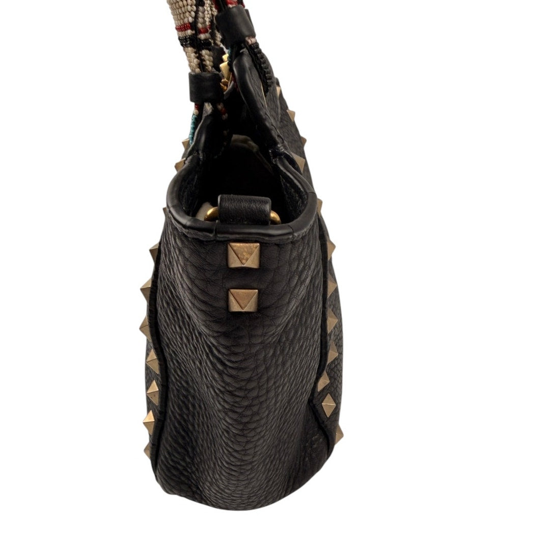 Valentino  Rockstud Mini Tote with Beaded Top Handle