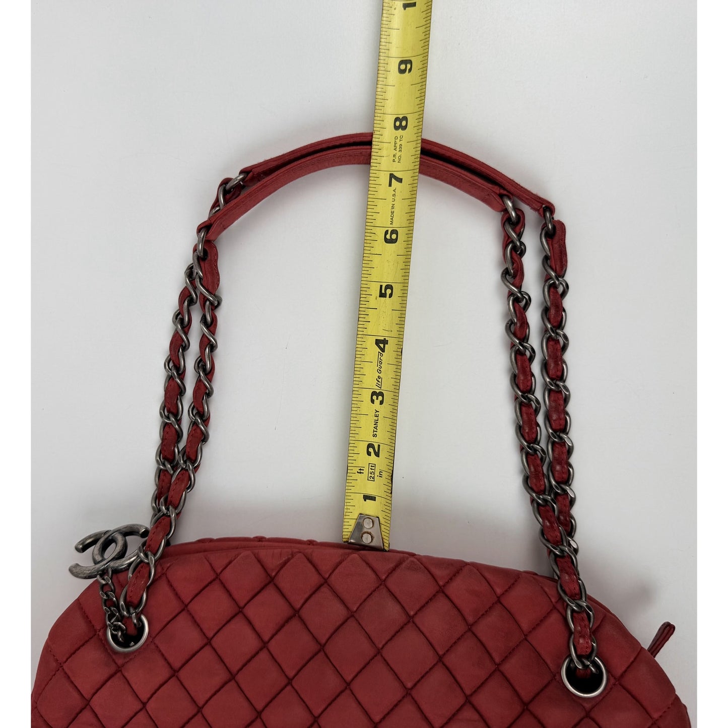 Chanel Just Mademoiselle Large Bowling Bag in Pink Quilted Nubuck Leather