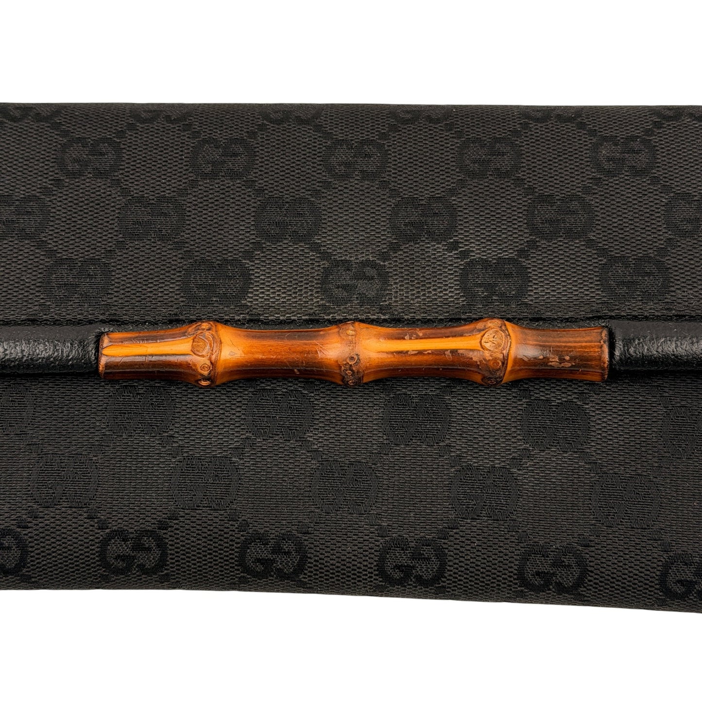 GUCCI GG Canvas Bamboo Clutch/ Shoulder Bag/ Crossbody Bag