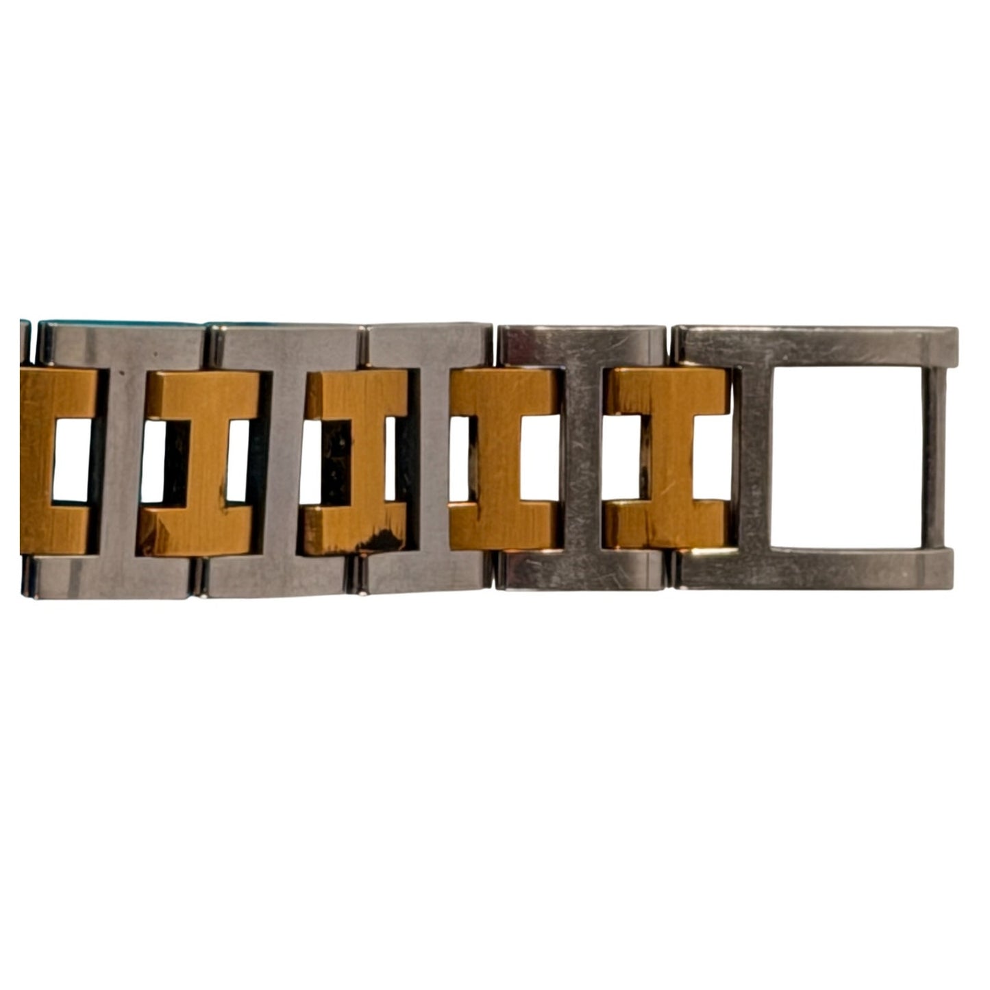 Hermès Clipper vintage two-tone watch H-link stainless steel and gold-plated bracelet