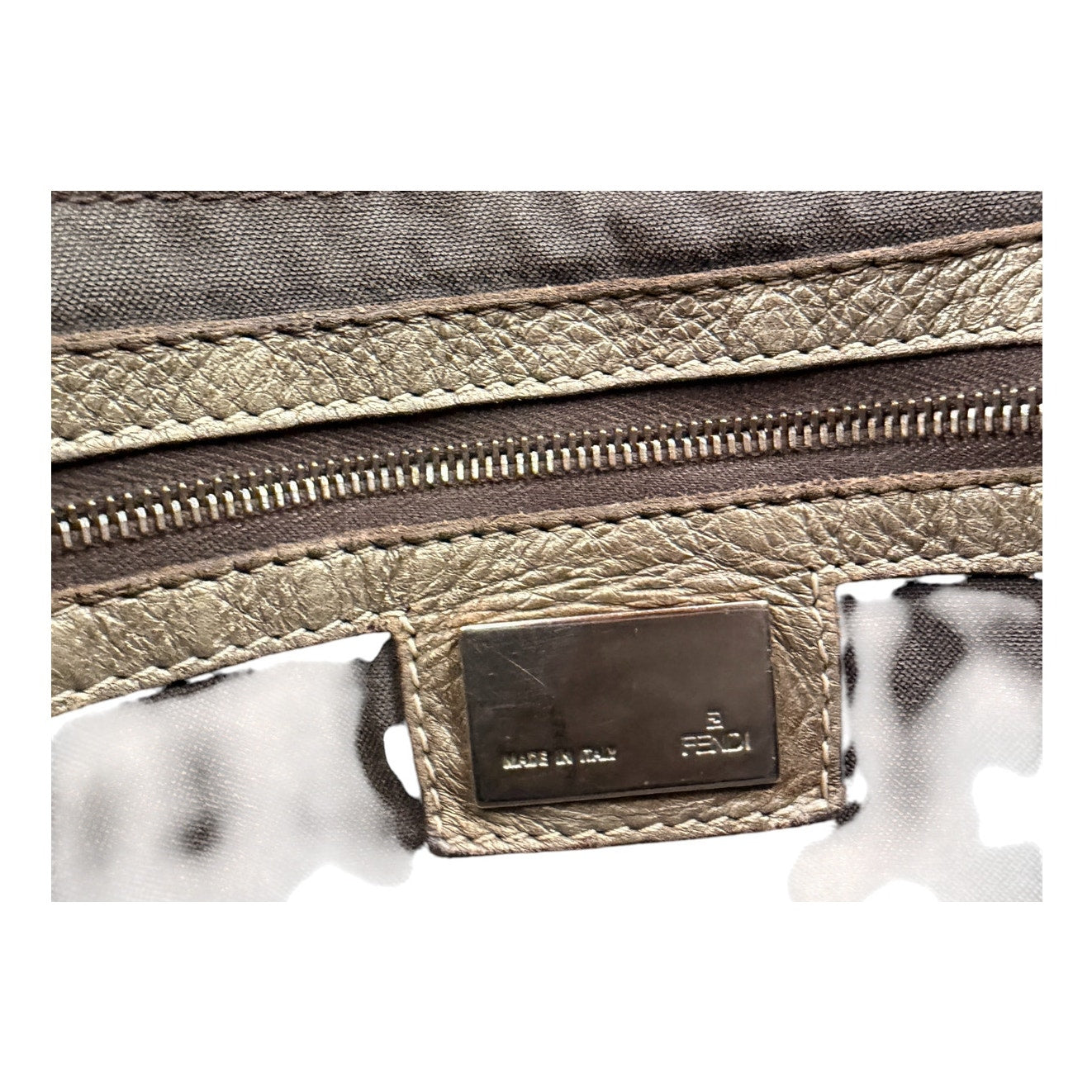 Fendi Beige/Brown Zucchino Fabric and Leather Mama Baguette Bag