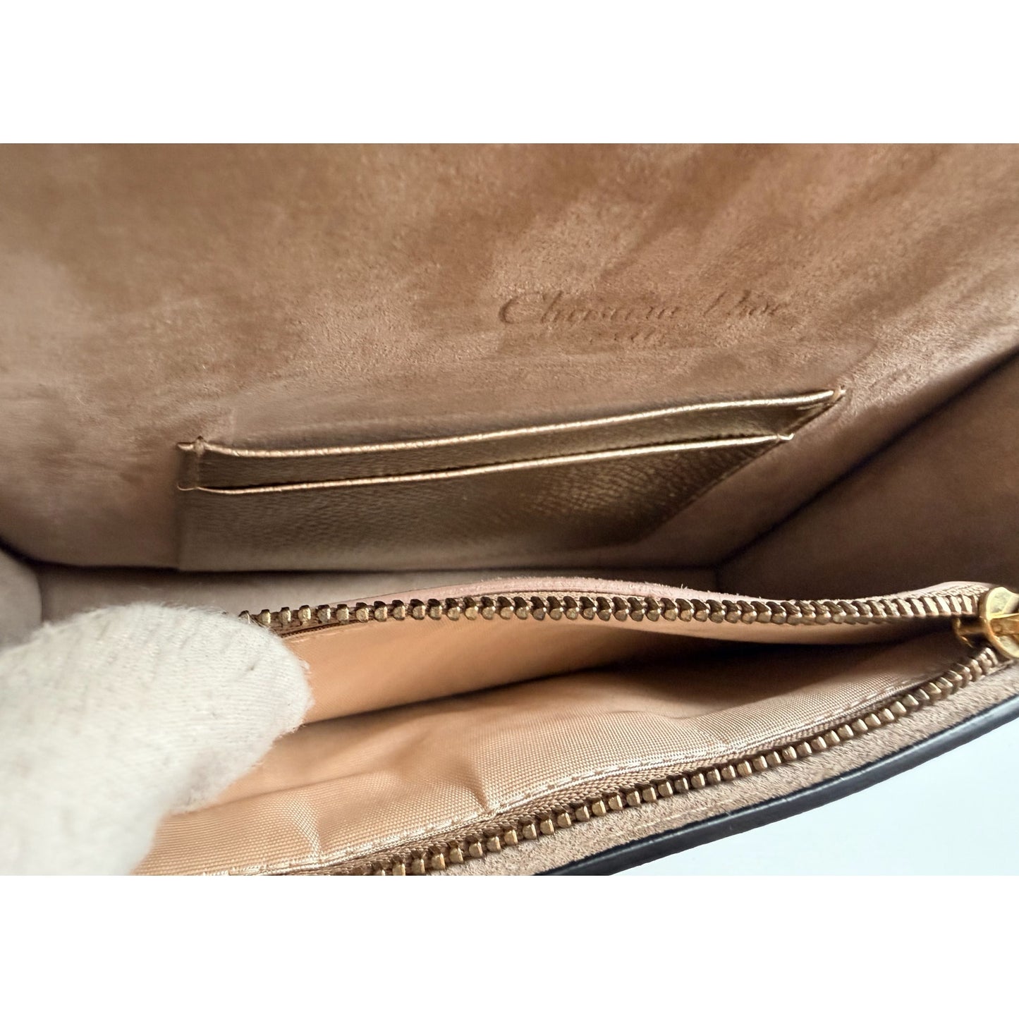 Christian Dior Metallic Grained Calfskin Saddle Belt Bag in gold