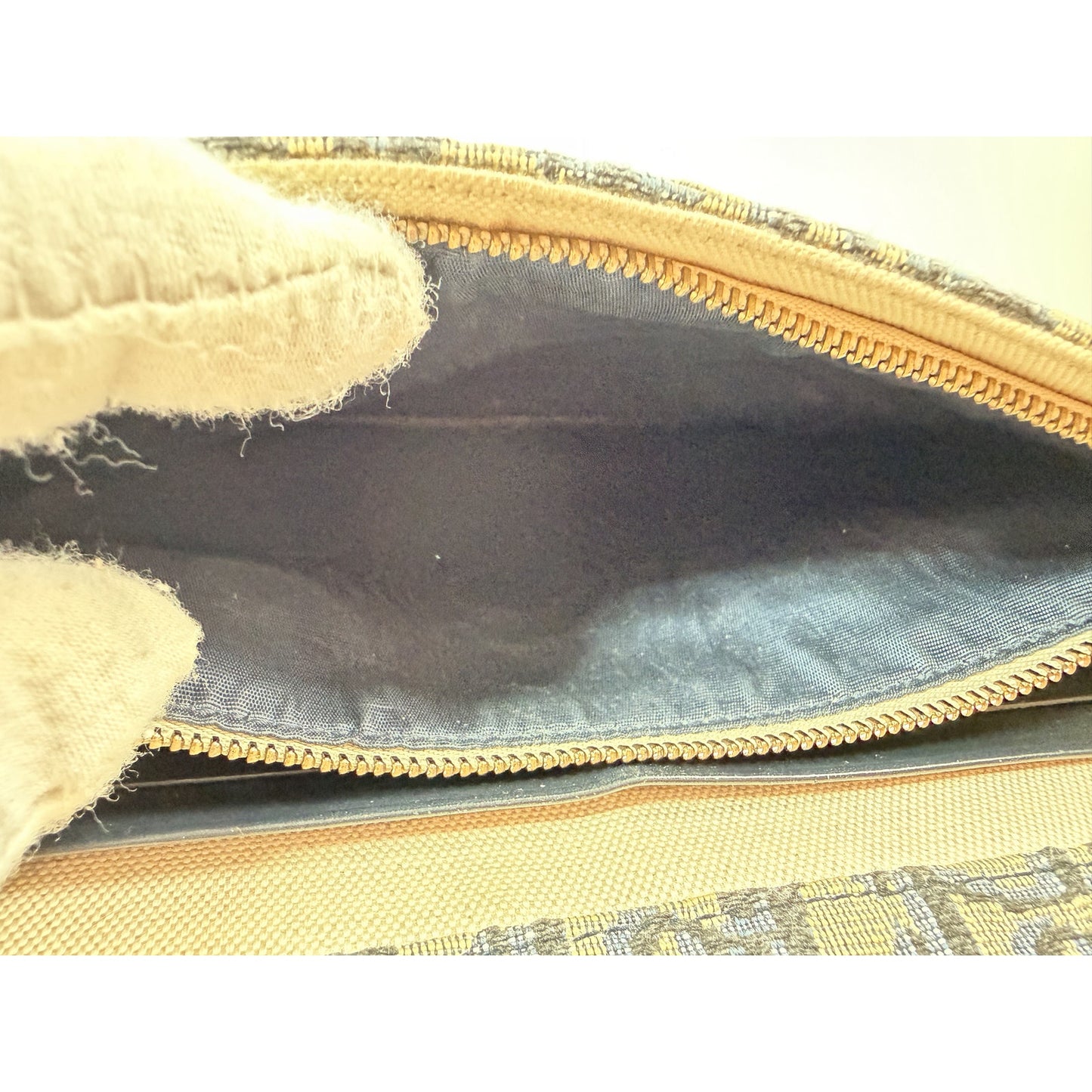 Christian Dior Medium Saddle Pouch with Chain in Blue Dior Oblique Jacquard