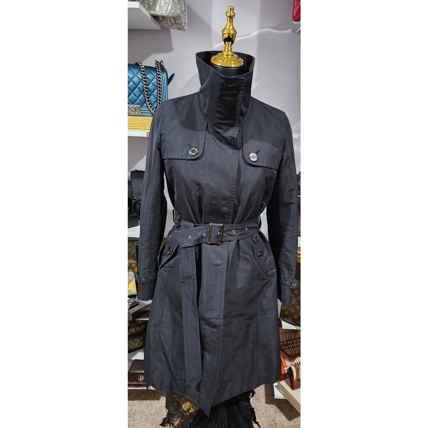 Burberry Belted Trench Coat with Nova Check Lining & Detachable Vest