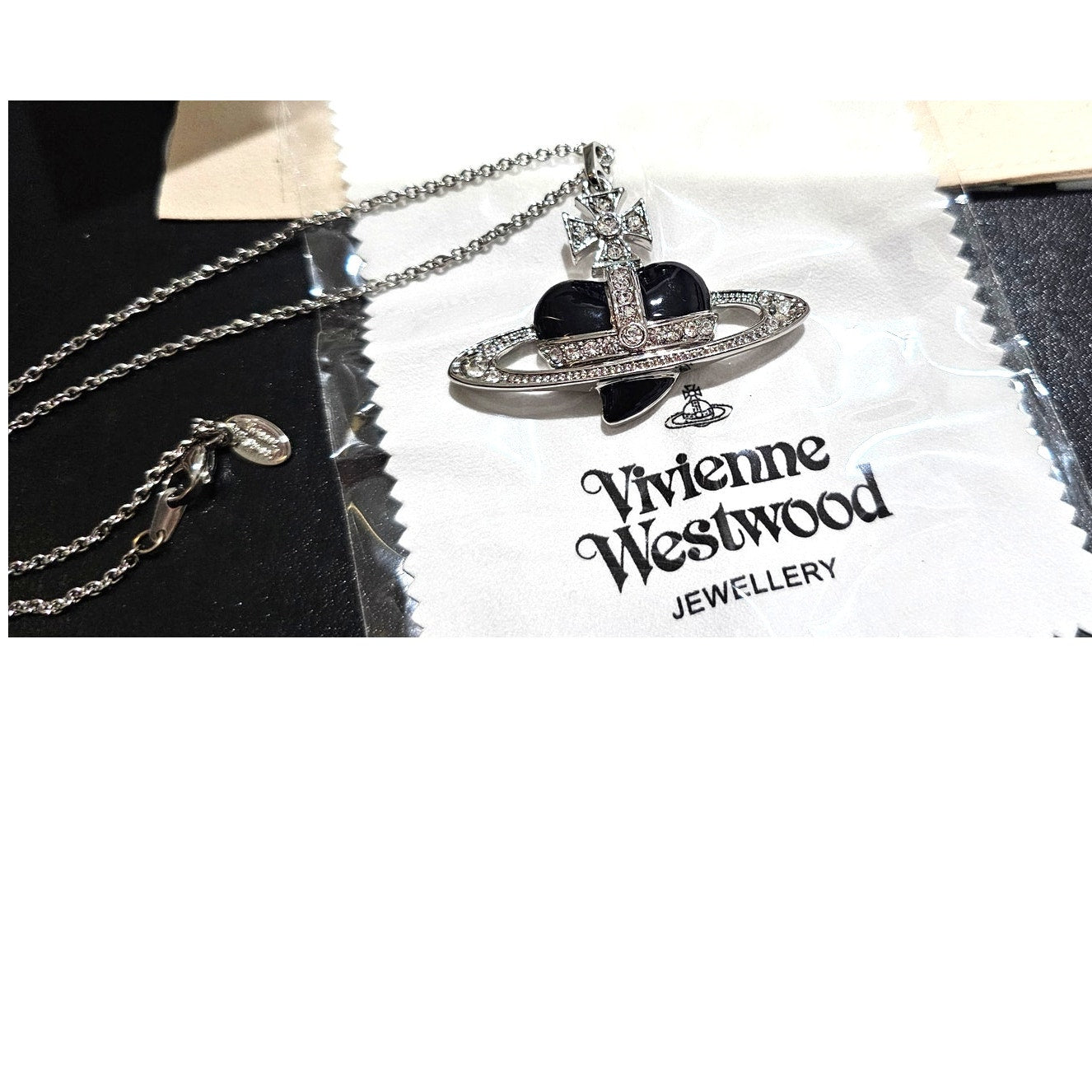 Vivienne Westwood Necklace Large Orb Heart Silver Black