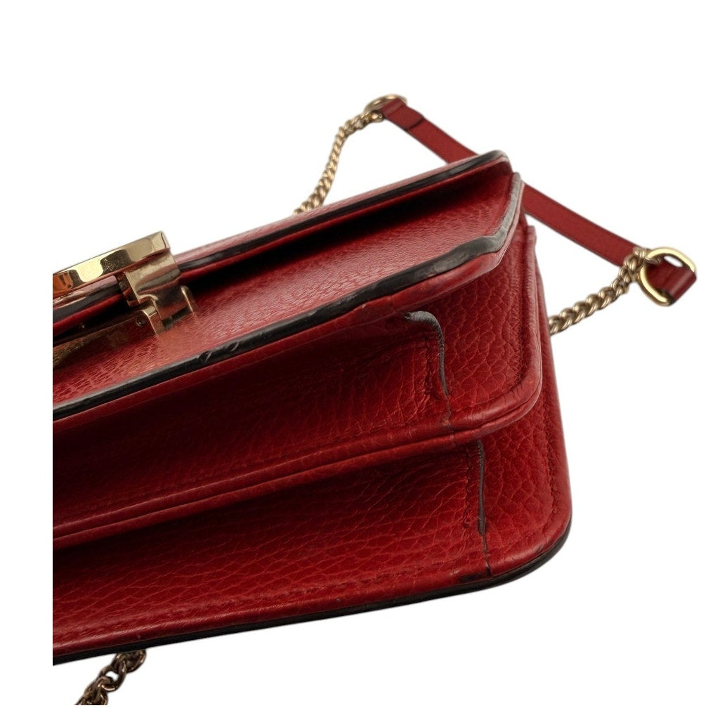 Gucci Interlocking G Leather Shoulder Bag Red