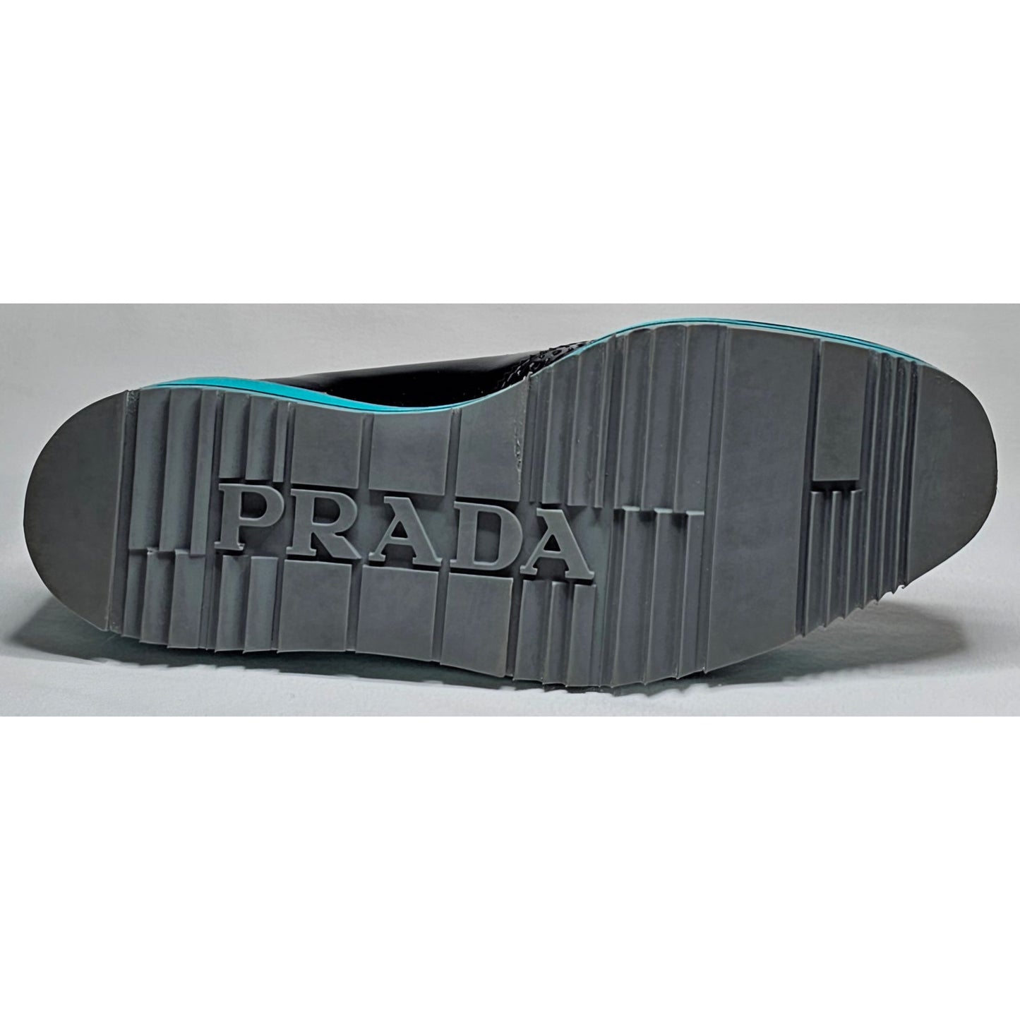 Authentic Prada Black Leather Lasercut Accents Oxford Platform Shoes Size 35.5