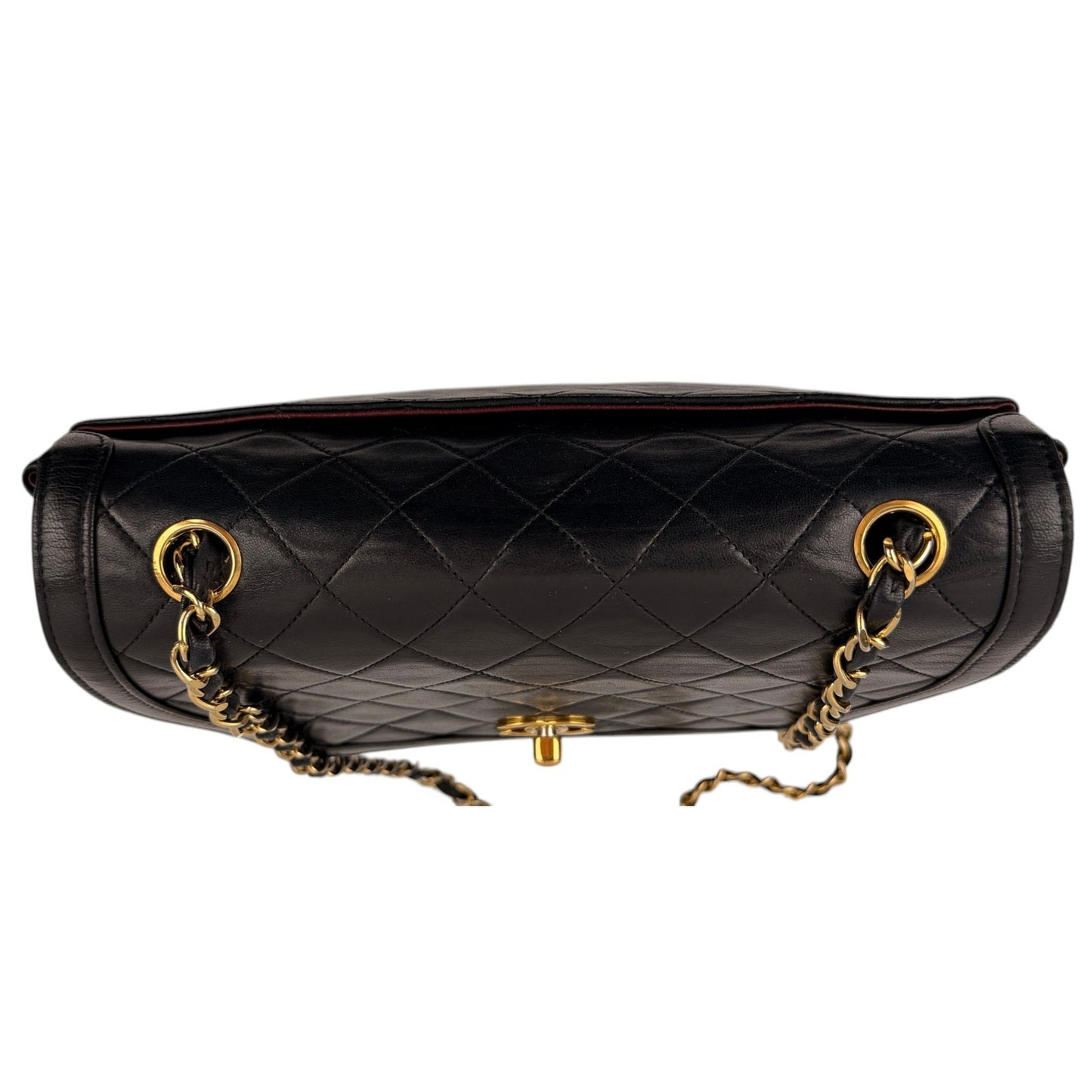 Chanel Vintage Black Quilted Trapezoid Flap Shoulder Bag with Wallet