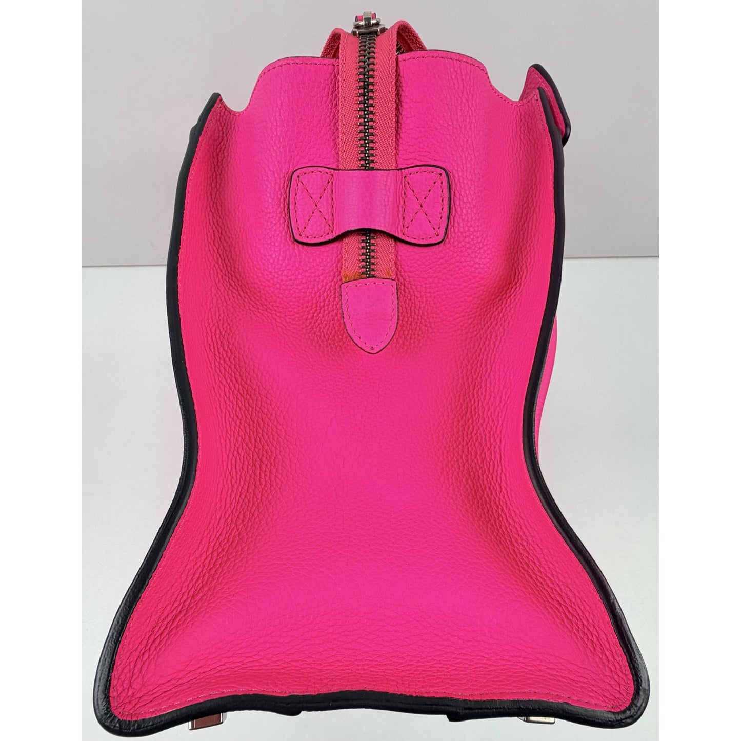 Celine Fluo Pink Drummed Leather Mini Luggage Tote Bag