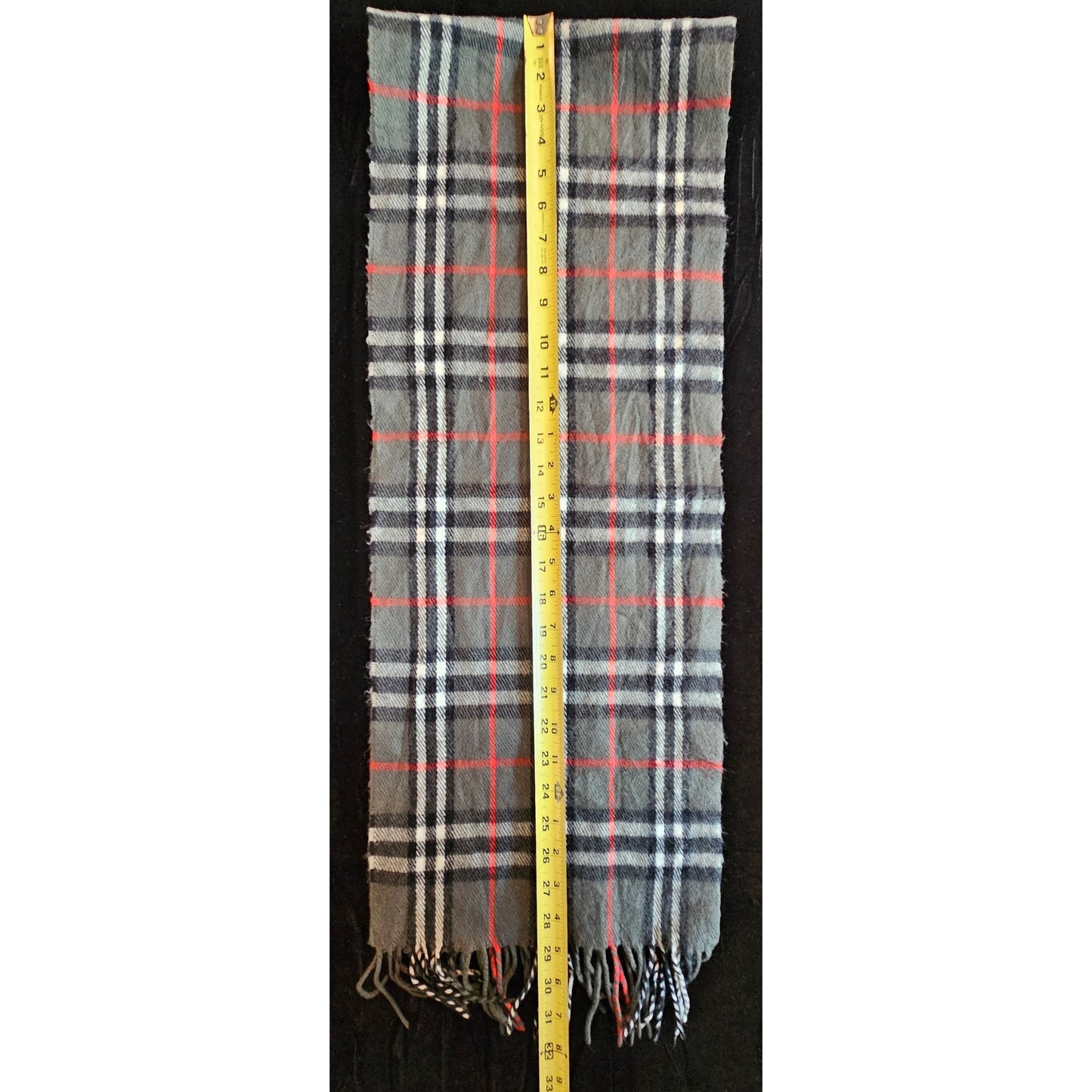 BURBERRYs of London 100% Lambswool Gray Scarf Shawl Nova Check Vintage Made In England