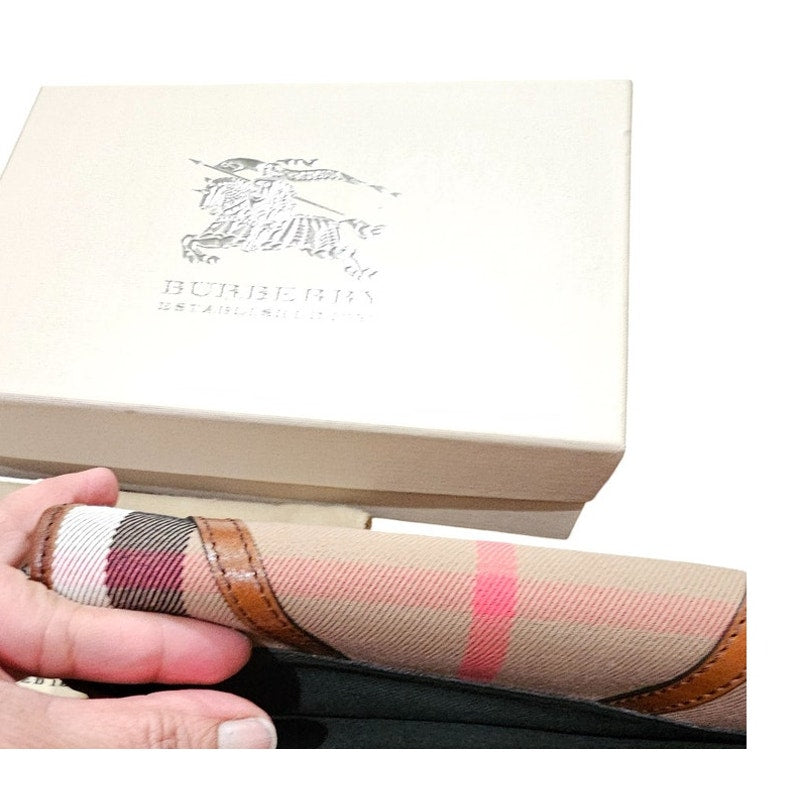 Burberry Brown/Beige House Check Fabric and Leather Leighton Continental Wallet