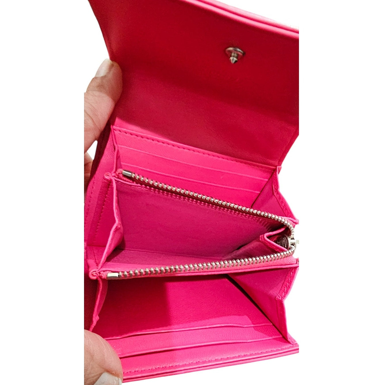 Christian Dior Diorama Trifold Wallet in Pink Leather