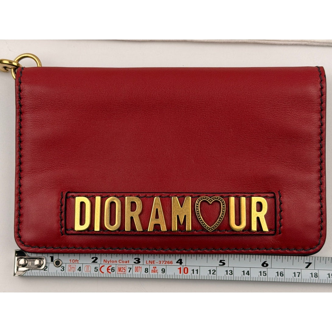 Dior Dioramour Red Clutch with Chained Wristlet