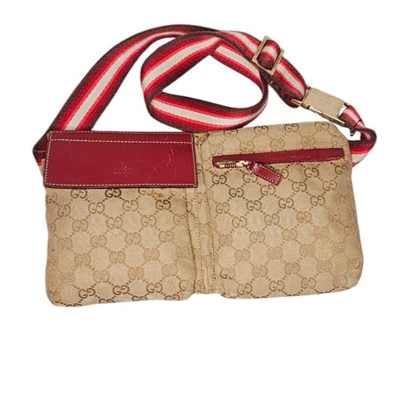 Gucci Pre-Owned GG Canvas & Leather Double Pocket Belt Bag