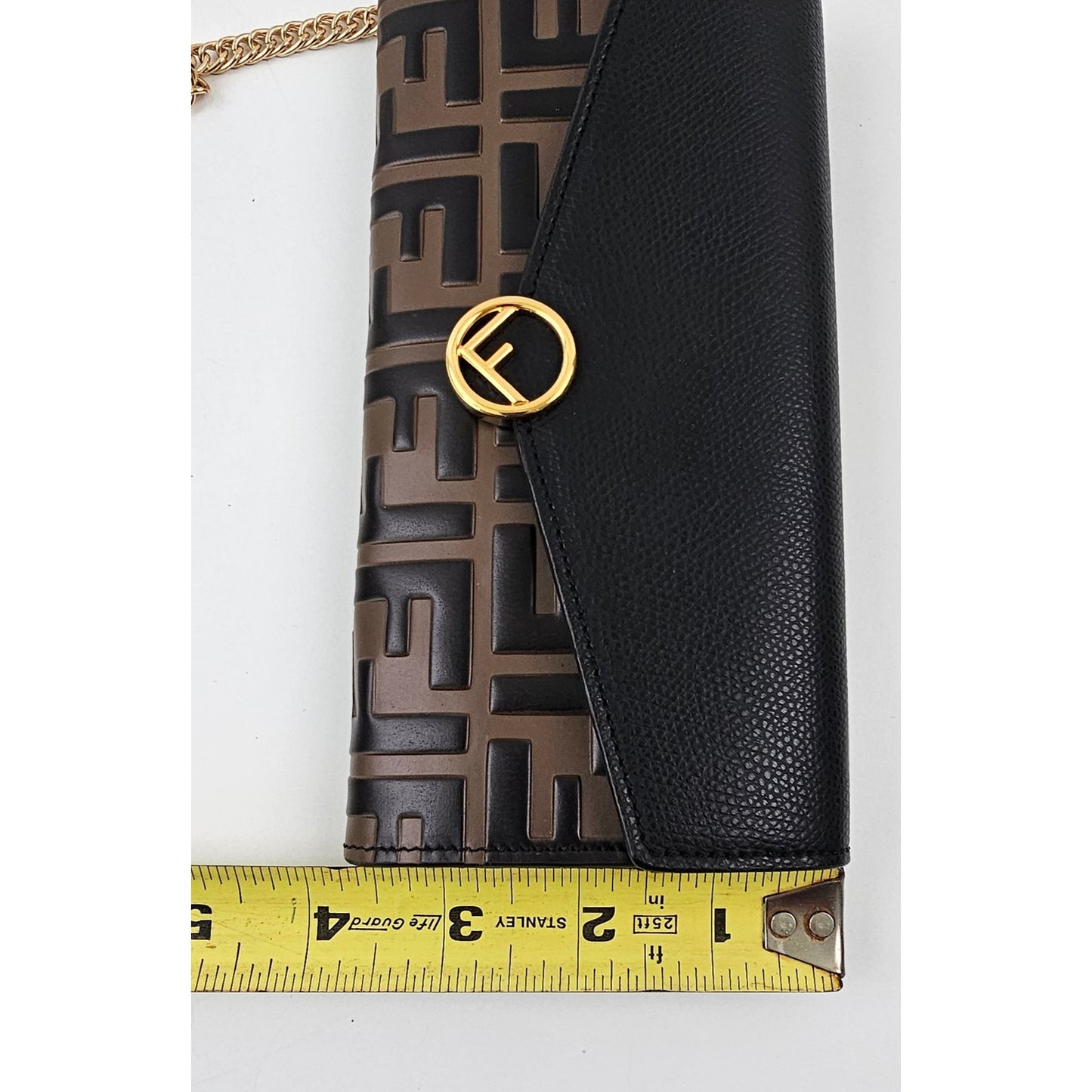 F is Fendi Continental Wallet on Chain Zucca Embossed Leather