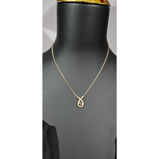 Christian Dior Classic CD Logo Monogram Rhinestone Pendant Gold Necklace