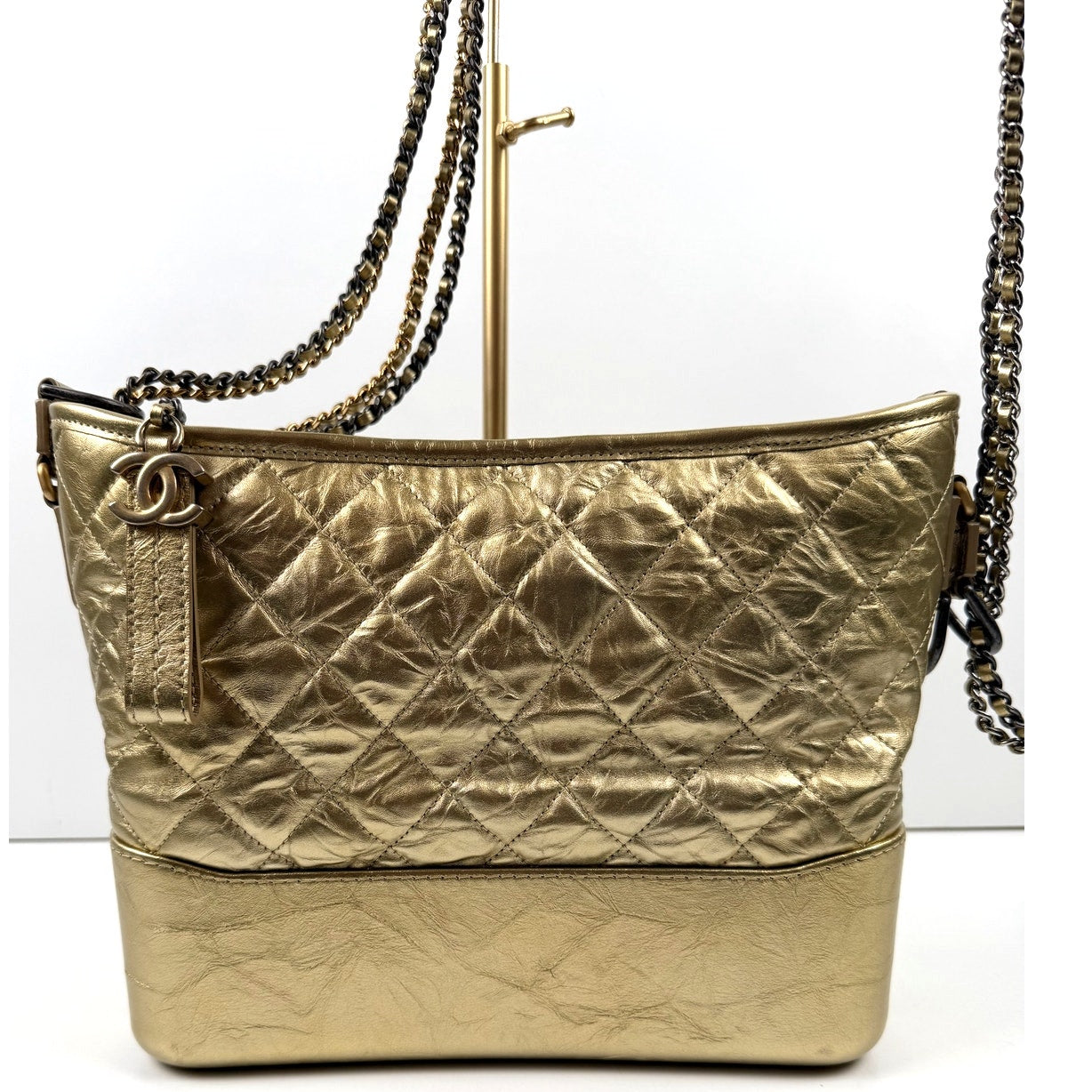 Chanel Gabrielle Gold Aged Calfskin Large Leather Handbag