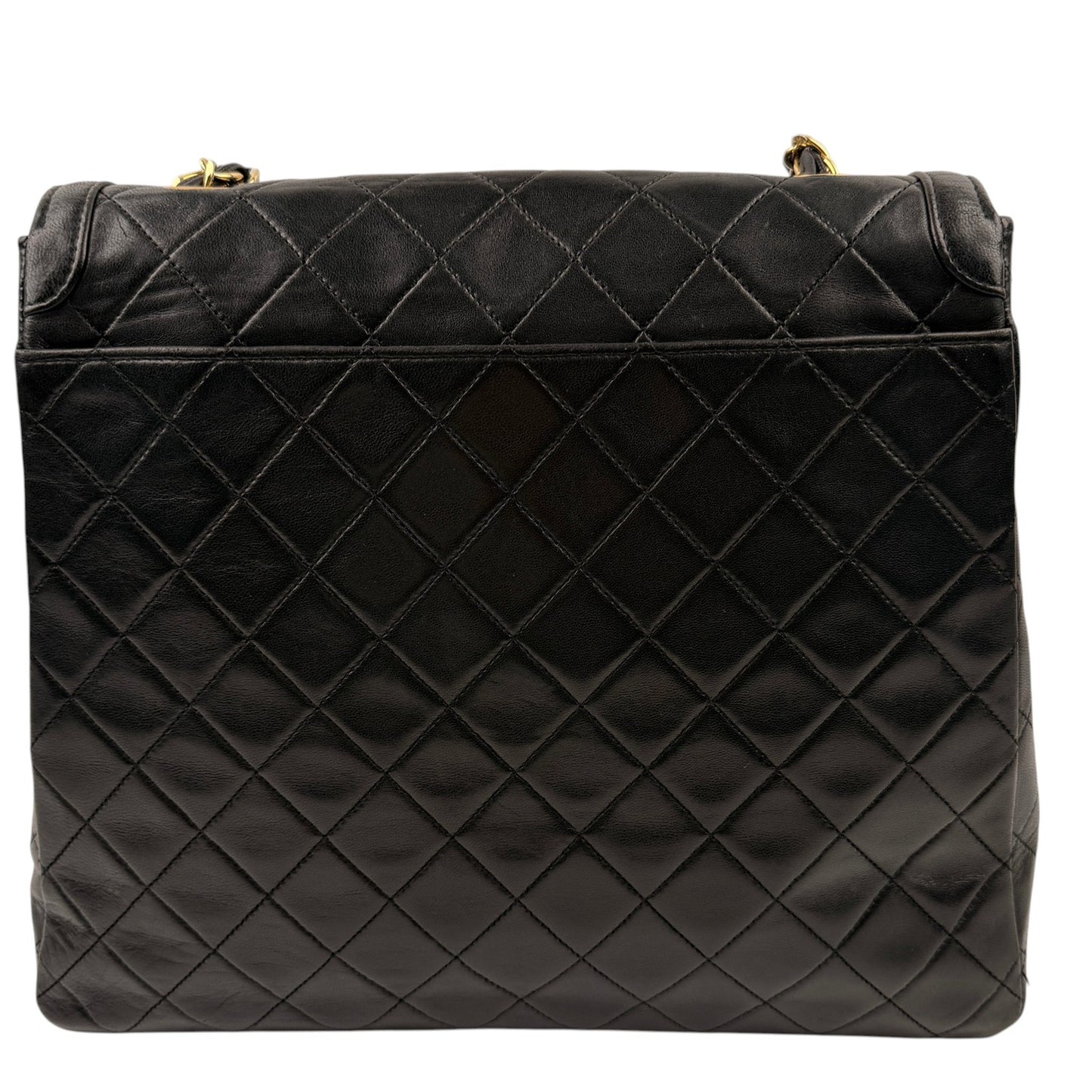 Chanel Vintage Black Quilted Trapezoid Flap Shoulder Bag with Wallet