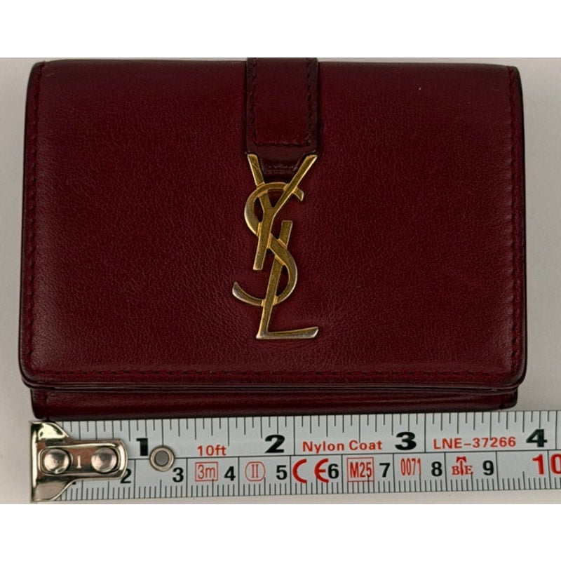 Saint Laurent Fold Pursee Tiny Compact Wallet YSL Bordeaux Leather
