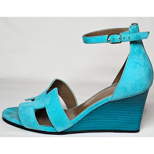 Hermès Legend Turquoise Suede Sandals