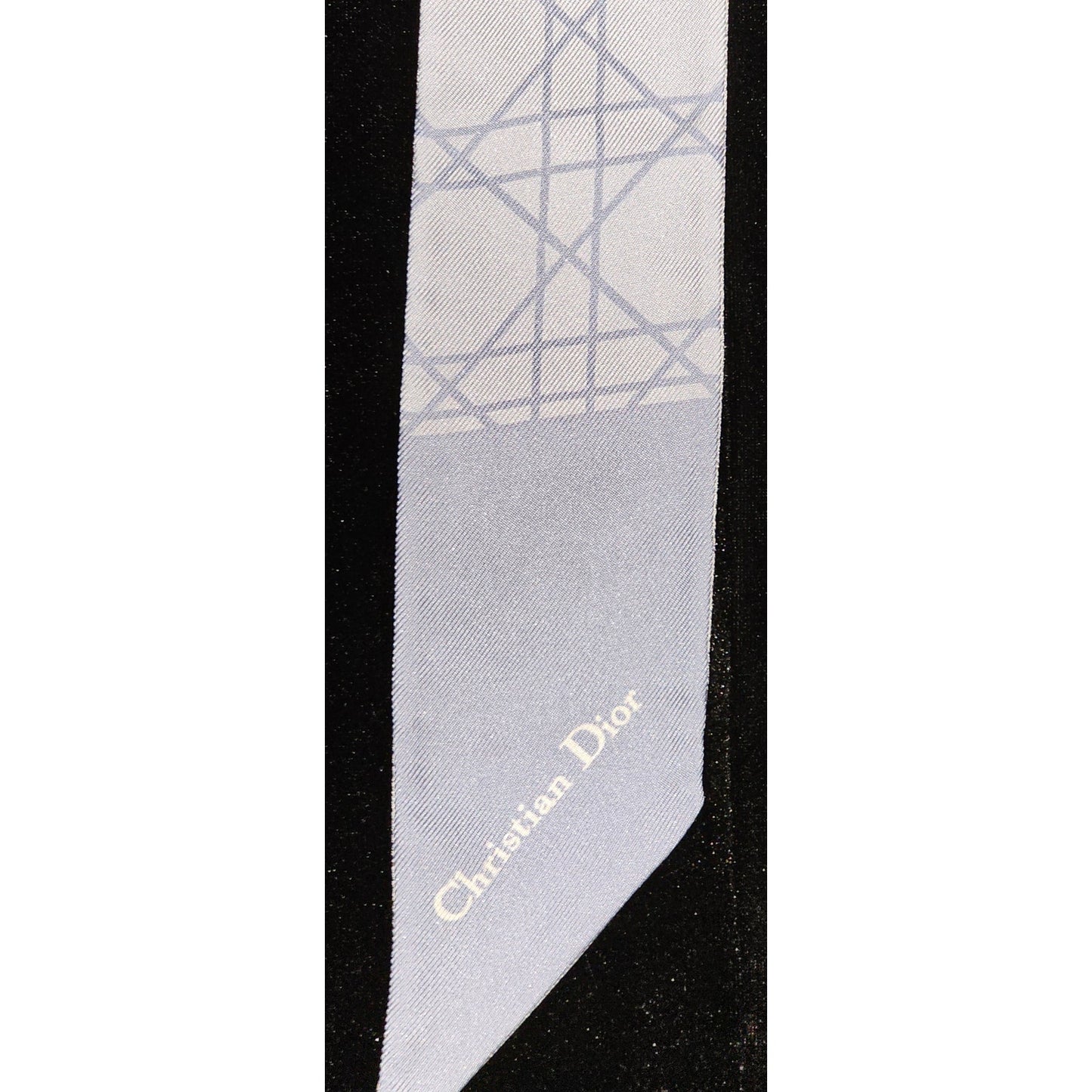 Christian Dior Light Blue Cannage Printed Silk Reversible Scarf Bandeau/Twilly