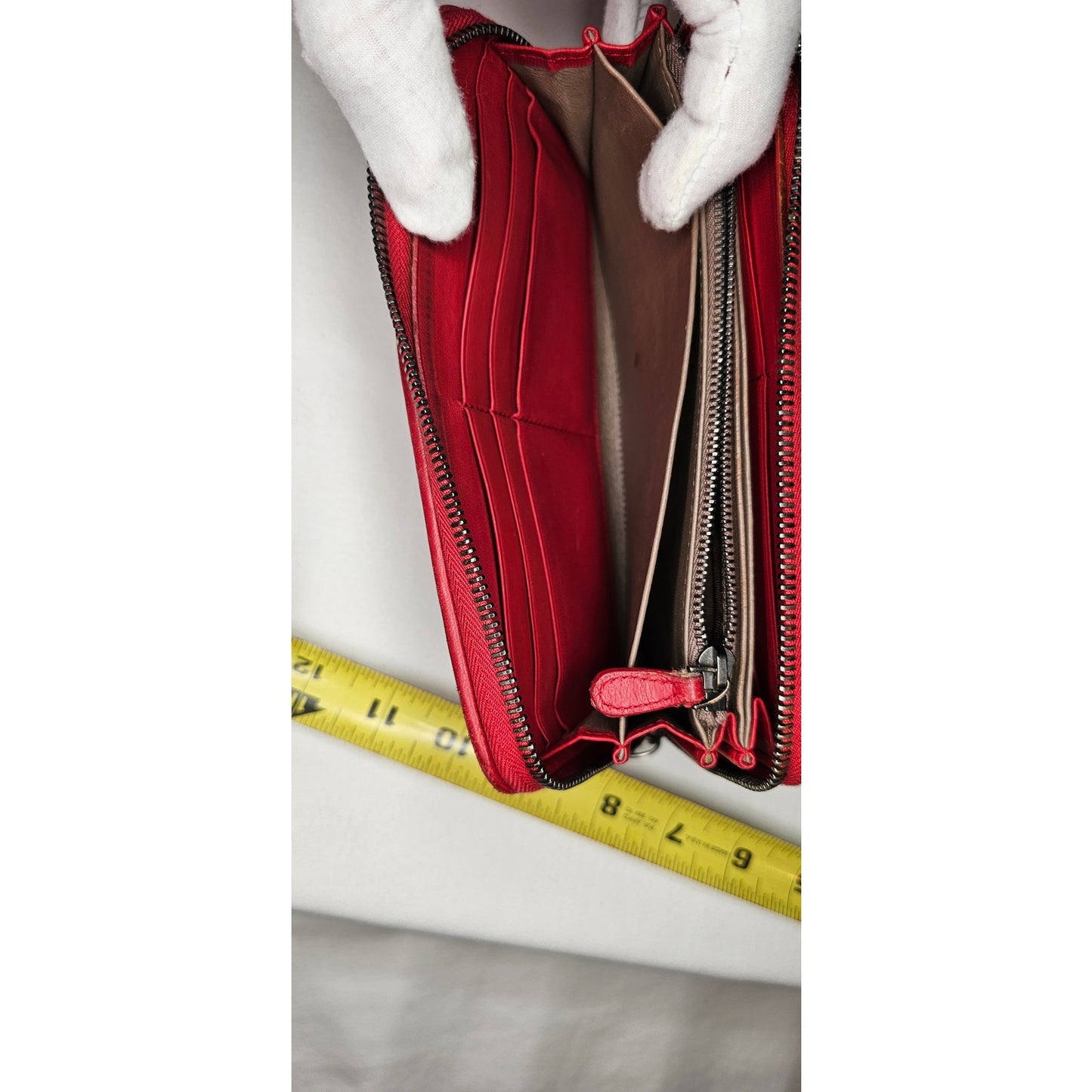 Bottega Veneta Intrecciato zip-around long wallet in red leather