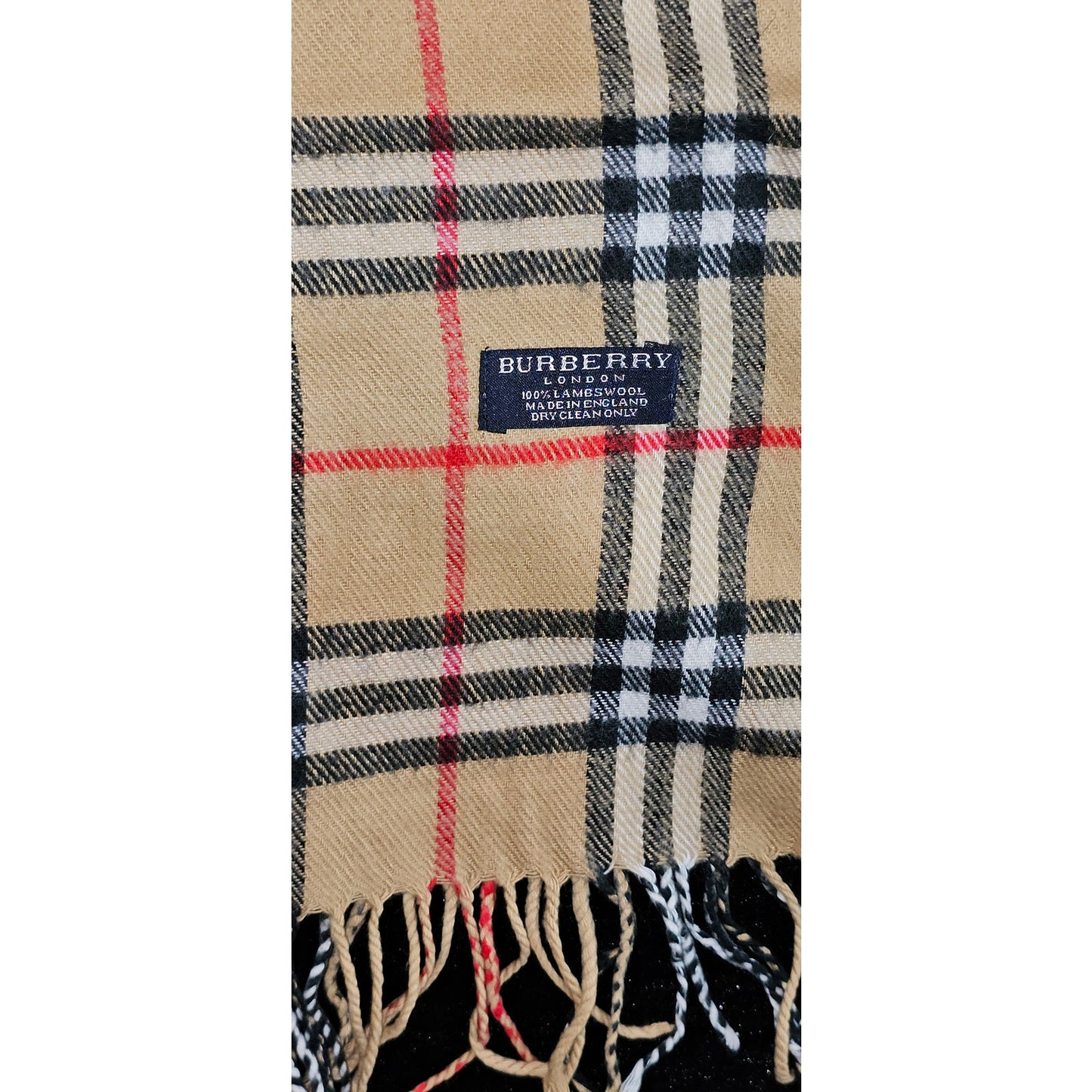 BURBERRYs of London 100% Lambswool BEIGE Scarf Shawl Nova Check Vintage (Longer)