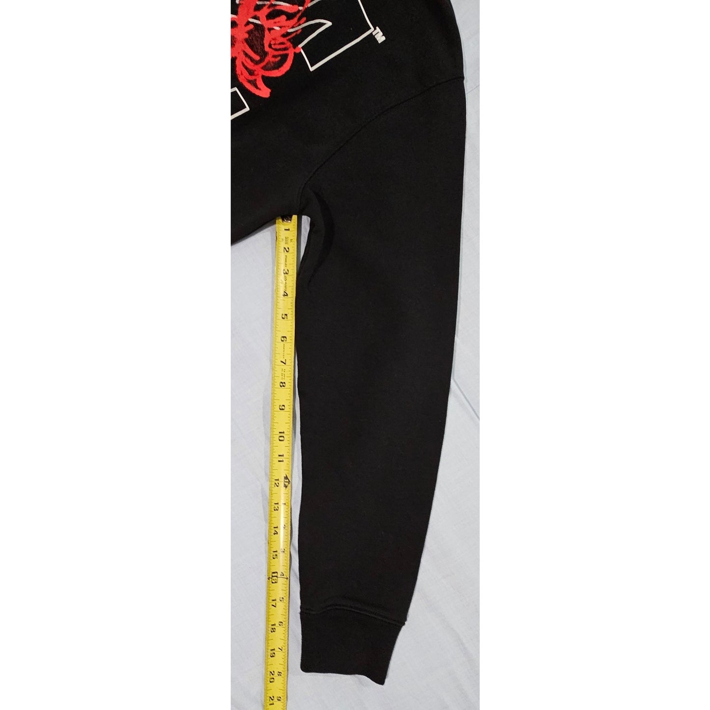 Off White Black Hoodie with Red Floral Design NWT S