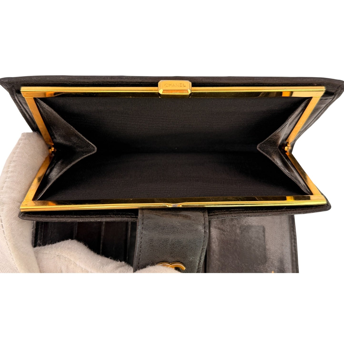 Chanel Black Quilted Lambskin Leather Long French Purse Wallet
