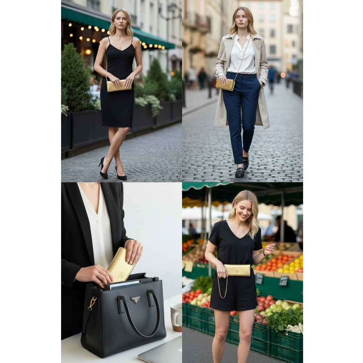Prada Saffiano Metallic Leather Continental Wallet in gold