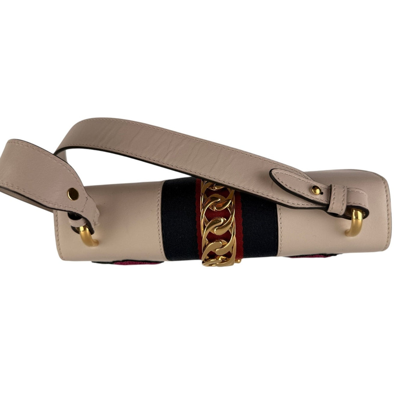 GUCCI Sylvie Embroidered Floral Shoulder Bag in White