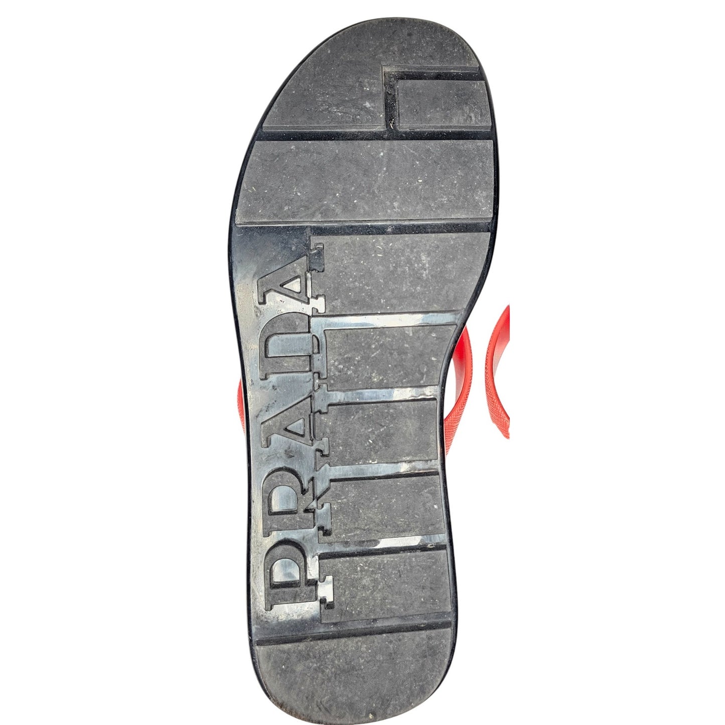 Prada Men's Sport Black & Red Rubber Thong Flip Flops