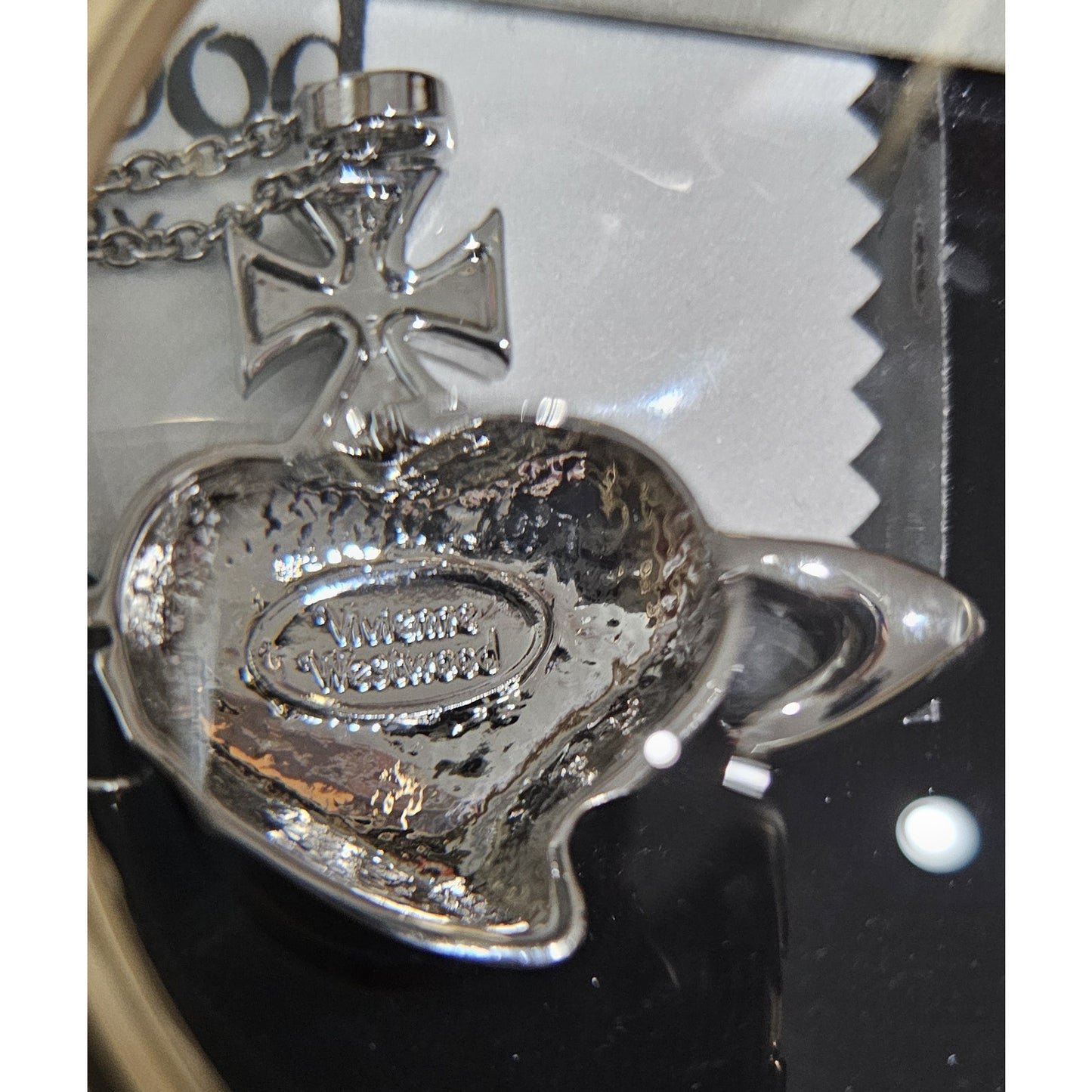 Vivienne Westwood Necklace Large Orb Heart Silver Black